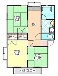 グリーンヒル 2階3DKの間取り