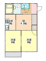 Life Will 1階2DKの間取り