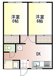 ハカタコーポ 2DKの間取図画像