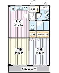 プラザ・ステビア 2DKの間取図画像