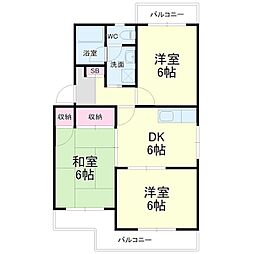 マンションロイヤルアイリス 3DKの間取図画像