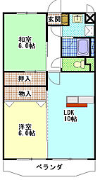 クラウディア 2LDKの間取図画像