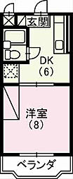 サンライズハチマン 1DKの間取図画像