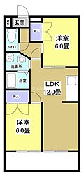 サンレイク和泉 2LDKの間取図画像