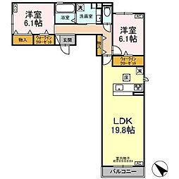 D-Hills下池川 2LDKの間取図画像