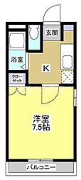 エスポワール1 1Kの間取図画像