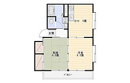 札木ハイムS 2DKの間取図画像