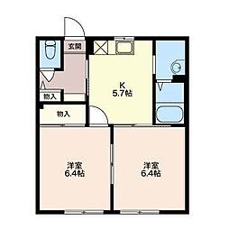 コーポS 2Kの間取図画像