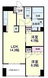 ARTFORME元城 2LDKの間取図画像