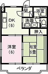 カーサ・ロンシェーヌ 2DKの間取図画像