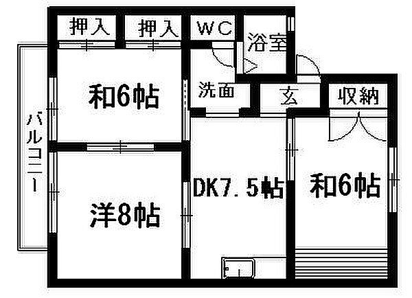 セジュールオクダA 201｜静岡県浜松市中央区山手町(賃貸アパート3DK・2階・62.21㎡)の写真 その2