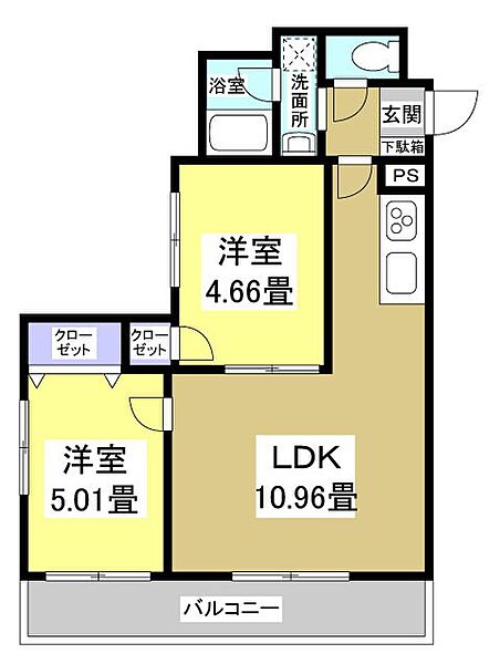 サウスコート 301｜静岡県浜松市中央区海老塚１丁目(賃貸マンション2LDK・3階・46.49㎡)の写真 その2