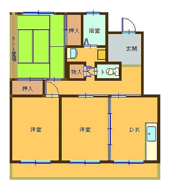 渥美コーポII 203｜静岡県浜松市中央区住吉１丁目(賃貸マンション3DK・2階・61.24㎡)の写真 その2