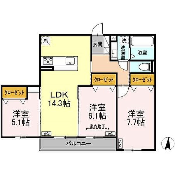 メゾン　ド　アン 302｜静岡県浜松市中央区上西町(賃貸アパート3LDK・3階・72.86㎡)の写真 その2