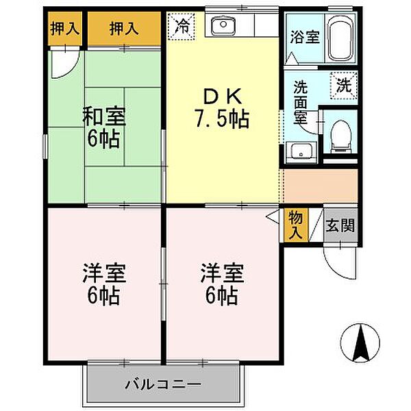 セジュール　ケイエム 202｜静岡県浜松市中央区萩丘４丁目(賃貸アパート3DK・2階・53.46㎡)の写真 その2