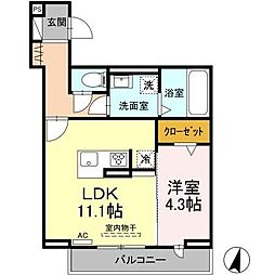 たちばな 3階1LDKの間取り