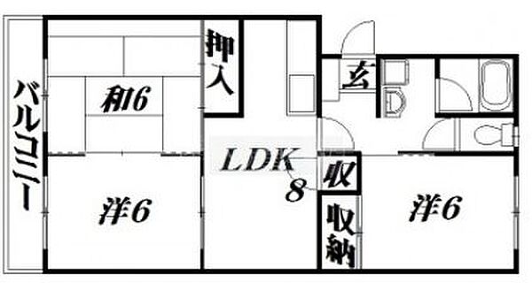 サンセゾン豊隆 203｜静岡県浜松市中央区萩丘４丁目(賃貸マンション3DK・2階・52.64㎡)の写真 その2