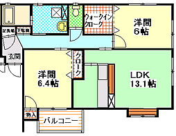 マンションアプローズ 2LDKの間取図画像