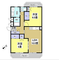 ブライティ西伊場 2LDKの間取図画像