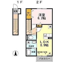 グランドゥールA 1LDKの間取図画像