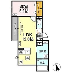 SUN HILLS三組 1LDKの間取図画像