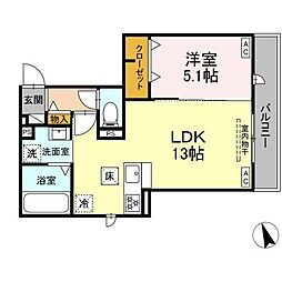 SUN HILLS三組 1LDKの間取図画像