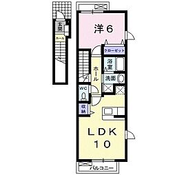 メンフィス 1LDKの間取図画像