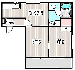 セル・ラヴィーヌ 2DKの間取図画像