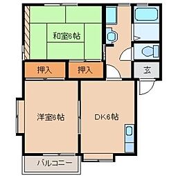 ファミールF 2DKの間取図画像