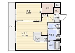 ル・リヴェール 1LDKの間取図画像