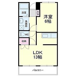 東海ホーム鴨江 1LDKの間取図画像