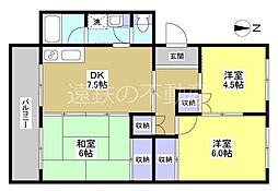 新津コーポ 3DKの間取図画像
