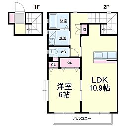 プリントス2 1LDKの間取図画像