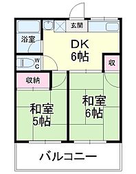 シティハイムブライト 2DKの間取図画像