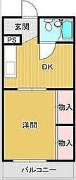 ホワイトキャッスル2 1DKの間取図画像