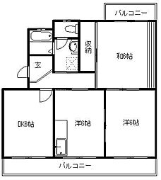 プライム.ハイツA 3DKの間取図画像