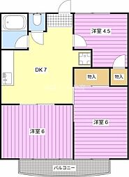 コーポちくま2 3DKの間取図画像