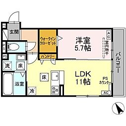 浜松市中央区有玉南町アパート 1LDKの間取図画像