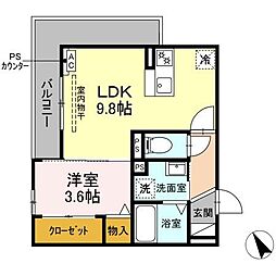 浜松市中央区有玉南町アパート 1LDKの間取図画像