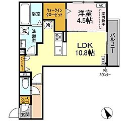 浜松市中央区有玉南町アパート 1LDKの間取図画像
