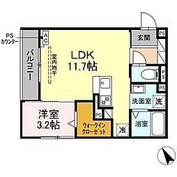浜松市中央区有玉南町アパート 1LDKの間取図画像