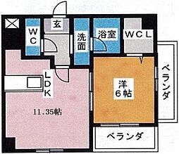 レガーロ掛川 1LDKの間取図画像