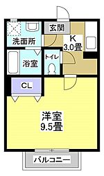 BeautifulLife 1Kの間取図画像