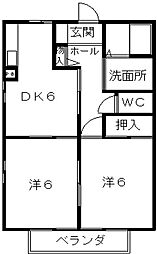 メゾン道 2DKの間取図画像