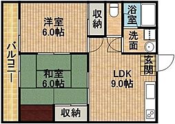 テラス丸山 2DKの間取図画像