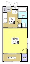 ヒルズ北山 1Kの間取図画像