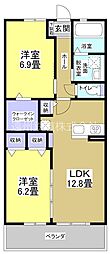 グランフィールド 2LDKの間取図画像