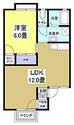 リヴェールA 1LDKの間取図画像