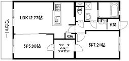 THREENINE 2LDKの間取図画像