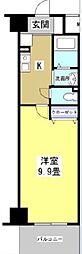 セントラルコート21 1Kの間取図画像